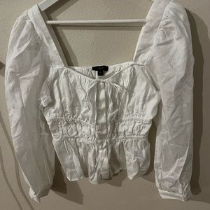 J crew white cinched Blouse